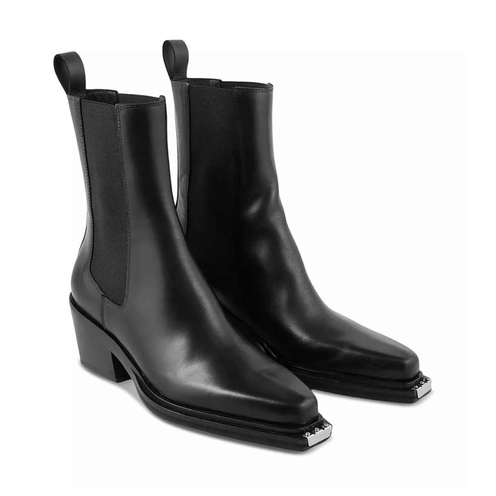 NWT Sandro Women Saila Pull On Square Toe Booties BLACK size 40 never been worn